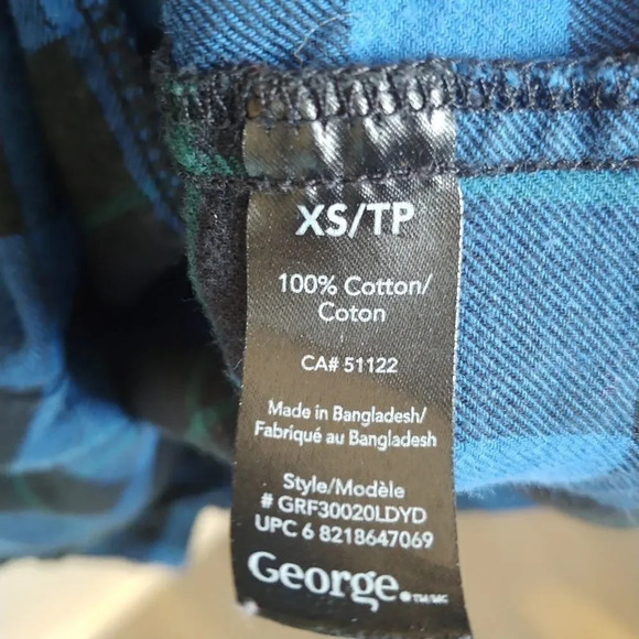 George Blue &  Black Plaid Flannel Top, XS - Picture 5 of 6